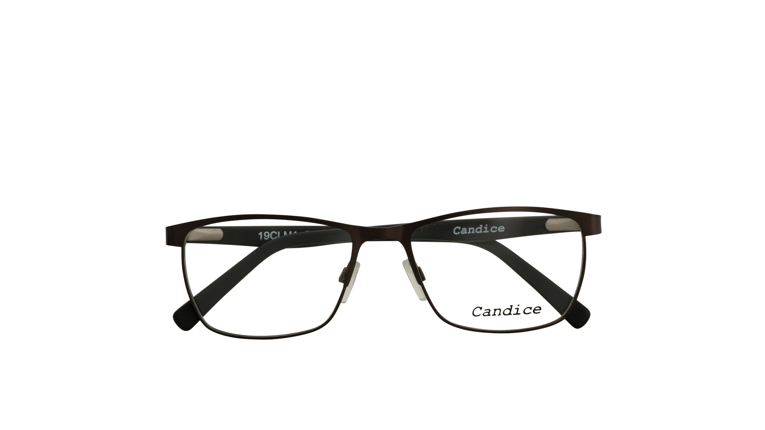 X011680-5 Brown metal-outline eyeglasses with rounded rectangular lenses, branded Candice on the temples and near the lens edge.