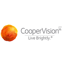CooperVision logo with an orange spherical icon and the slogan 'Live Brightly'.