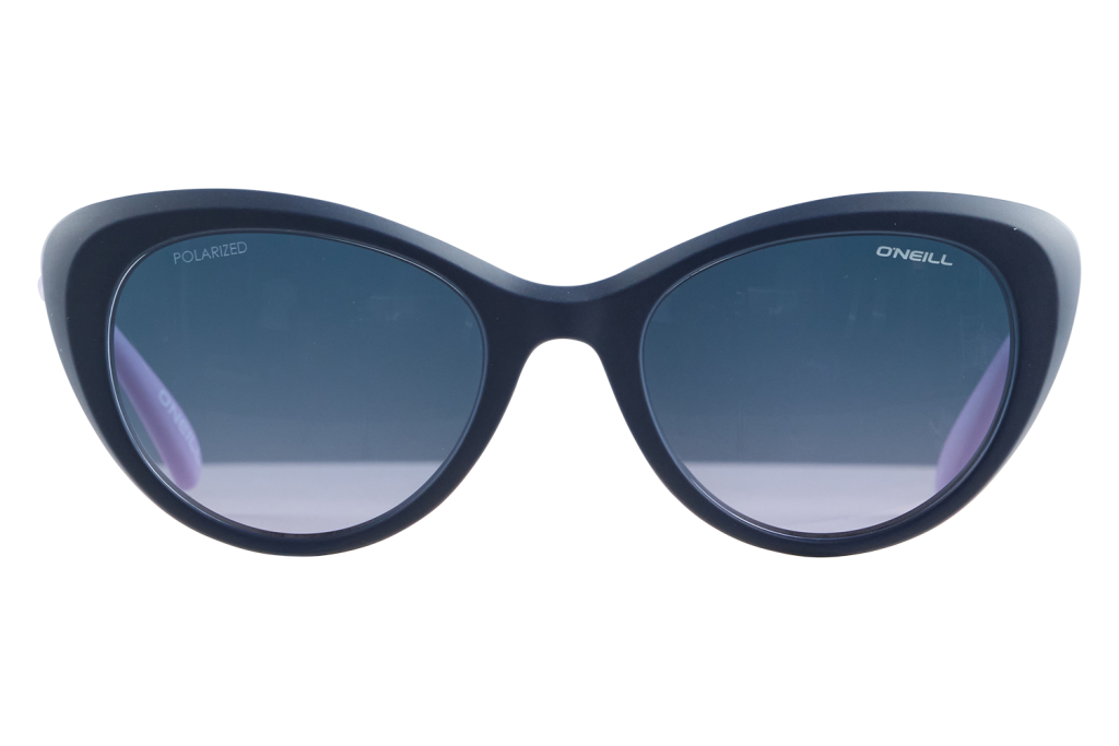 Black-framed sunglasses with dark lenses, polarized, O'Neill branding visible across the top edge of the lenses.