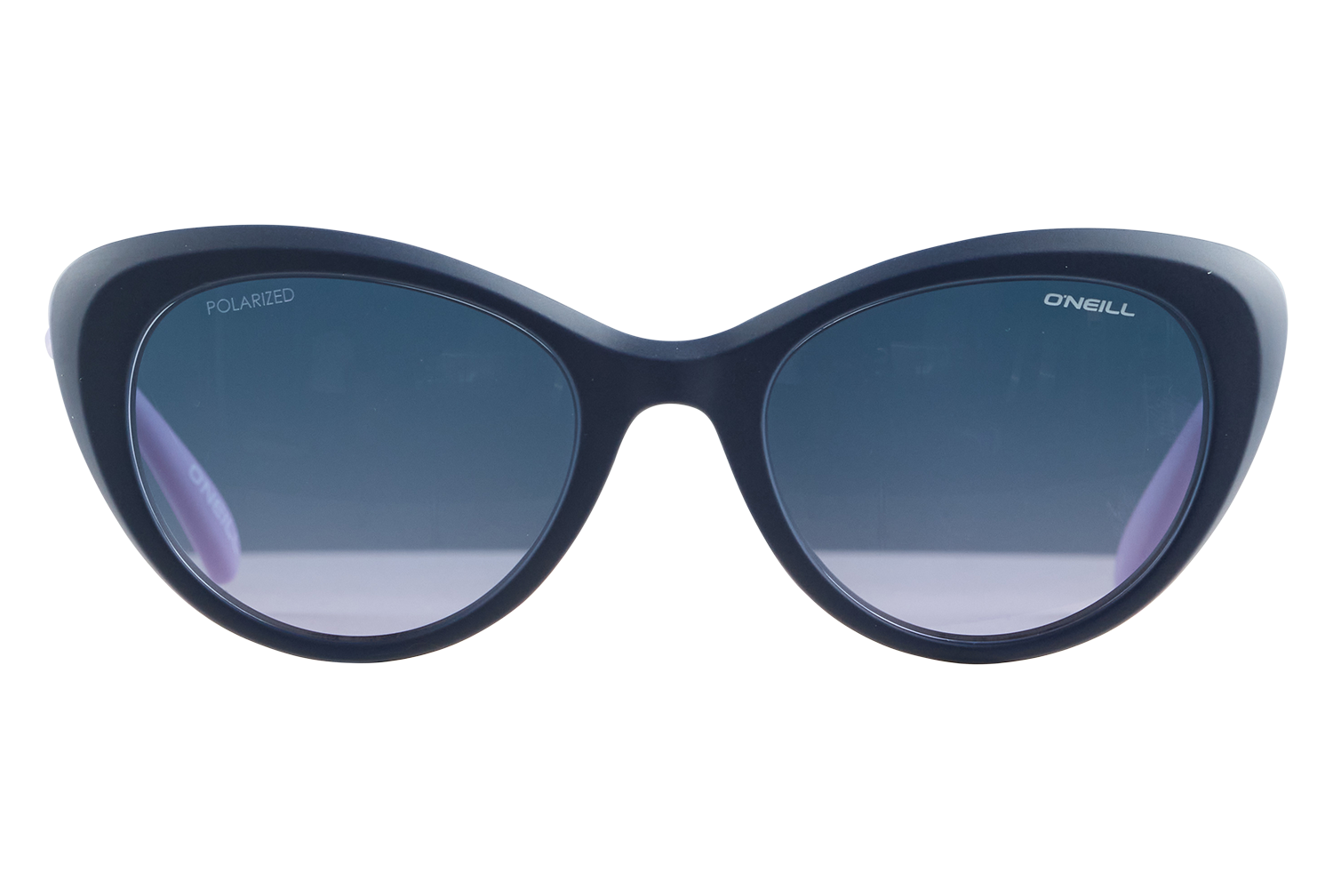 Black-framed sunglasses with dark lenses, polarized, O'Neill branding visible across the top edge of the lenses.